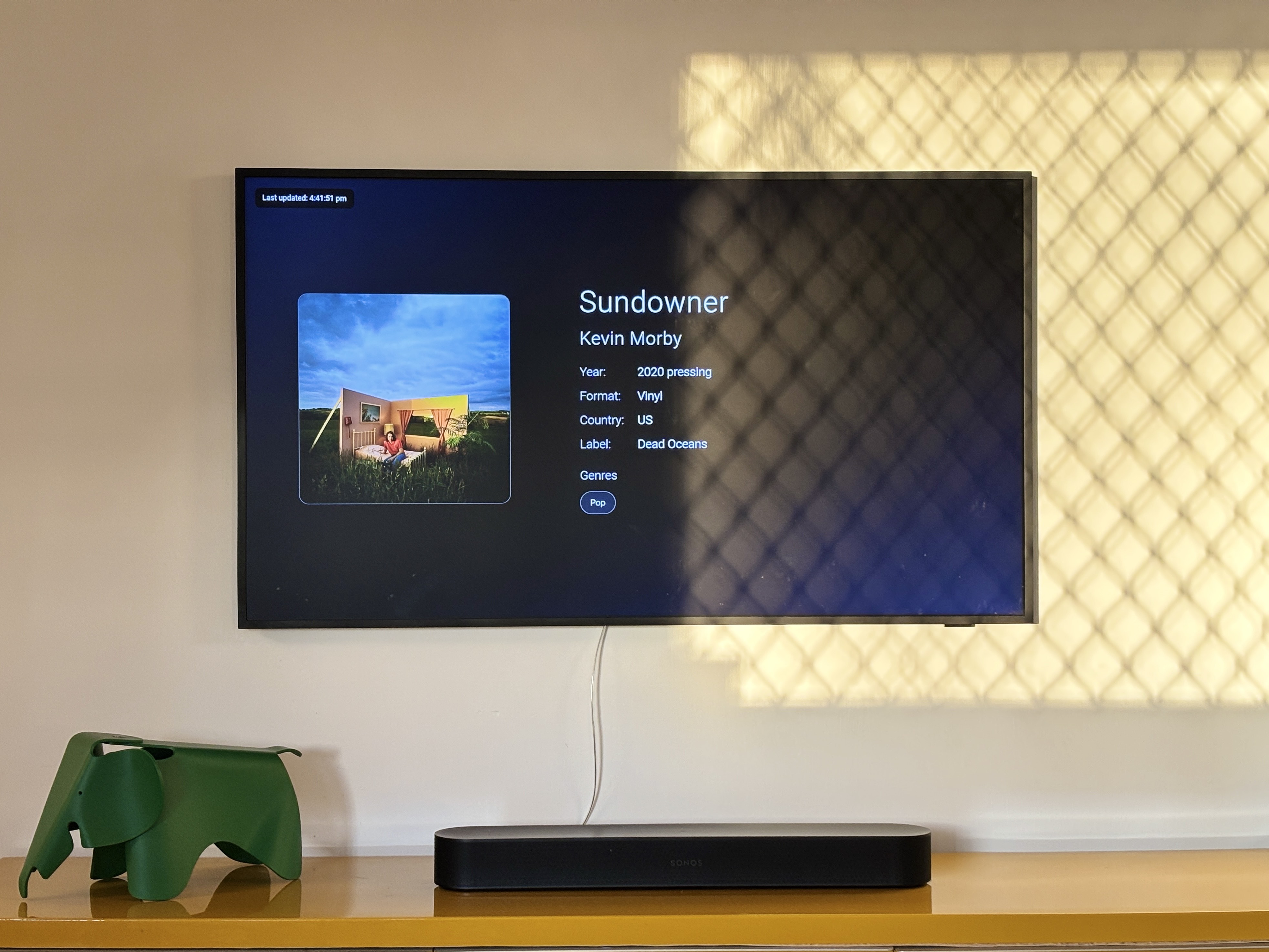 TV display showing album art